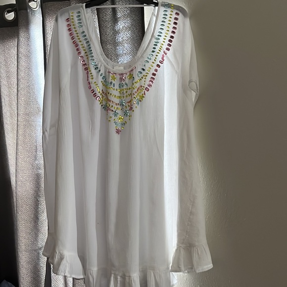 #94.   Roaman’s Swim white Tunic Beatiful plus size 1X - Picture 7 of 10